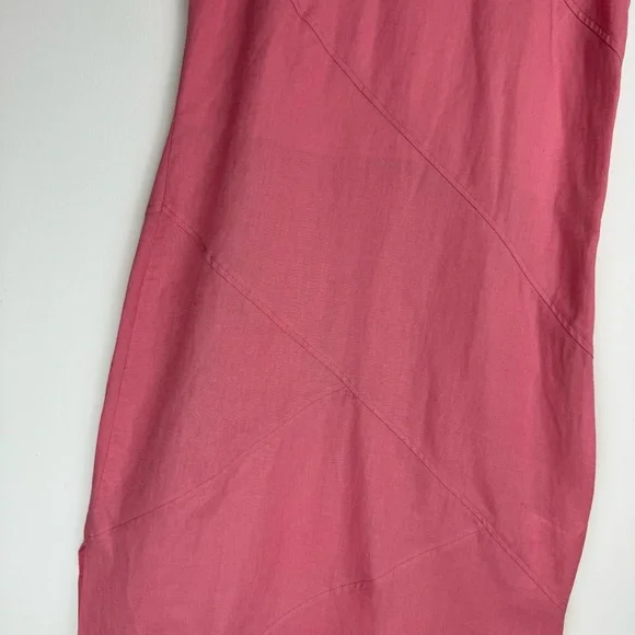NWT Zara Pink Linen Blend Midi Dress Sz Small Side Slits Boho Chic - Picture 8 of 16